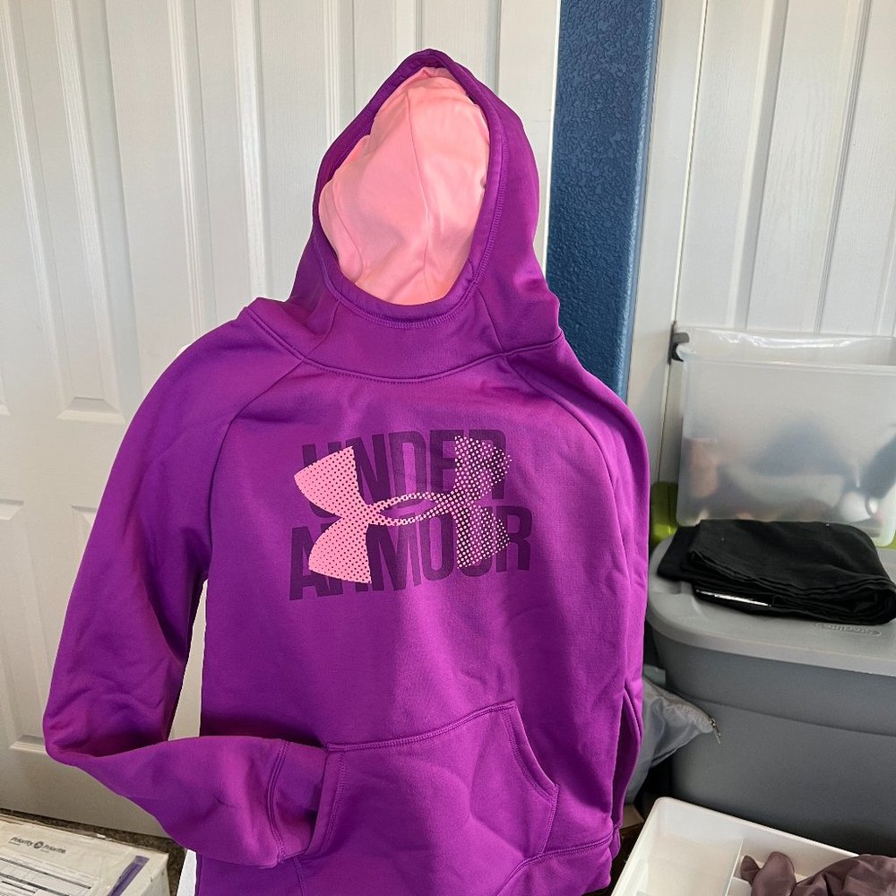 Under Armor Cold Gear Pink and Purple Hoodie sz YM